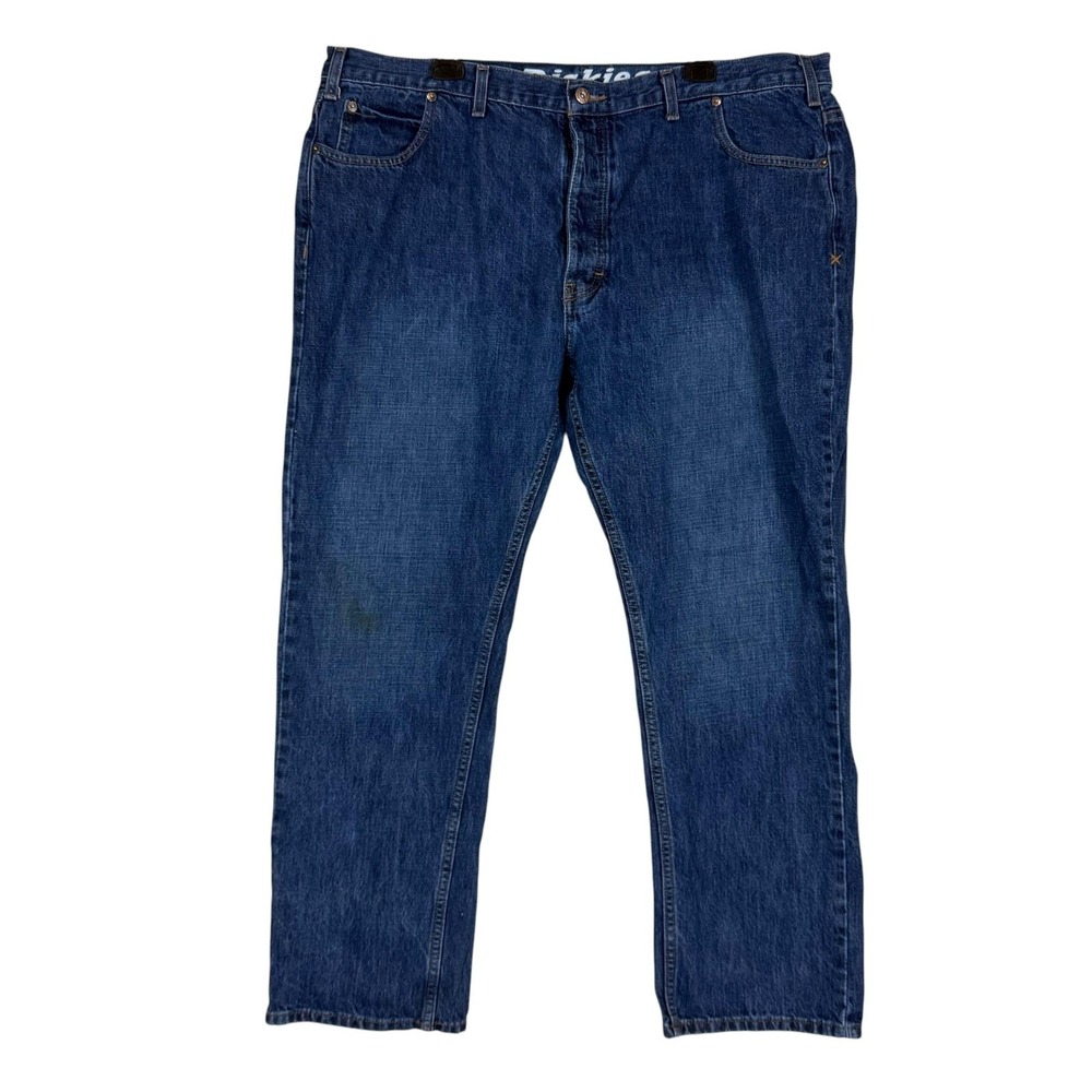 Dickies Jeans Mens 42x30 Blue Medium Wash Regular Straight Denim Button Fly